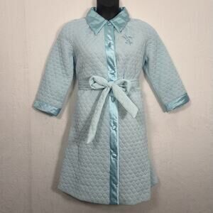 Gossard Artemis Blue Vintage 1960S House Coat Robe Satin Quilted Lingerie Chrty
